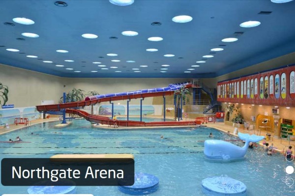 Kids Days Out Chester showing modern pool for all abilities, with slide and floats