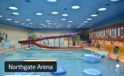 Kids Days Out Chester showing modern pool for all abilities, with slide and floats