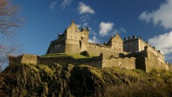 Looking up at Edinburgh Castle