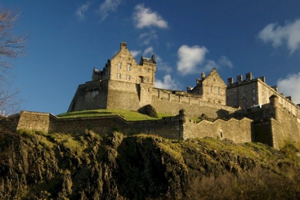 Looking up at Edinburgh Castle