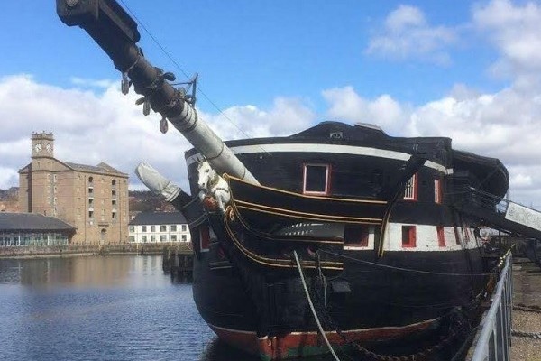 Looking at the HMS Unicorn in the water at Dundee