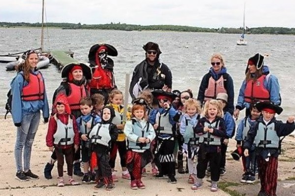Young kids on a water adventure on day out in Huntingdonshire